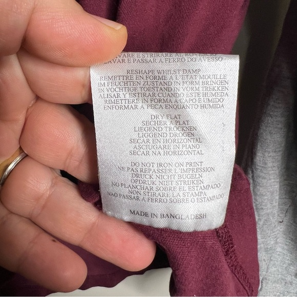 Brave Soul London Faux Long Sleeve Tee Shirt 100% cotton burgundy and grey XL - Picture 5 of 7